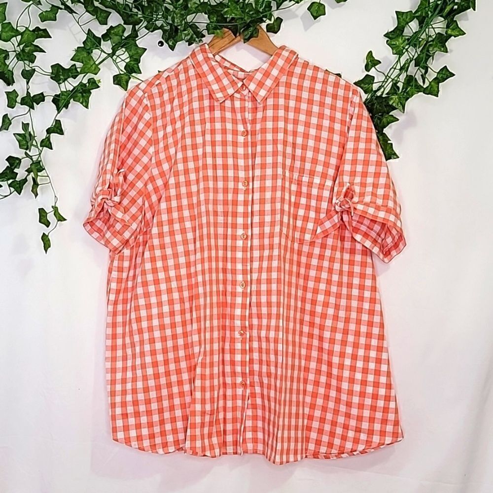 Romans. Gingham top. Button Down. Size 20W. EUC